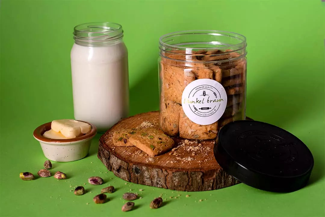 Sugar Free Pistachio Milk Cookies 150gms/Jar