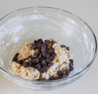 add in the choco chips to the eggless cookies recipe